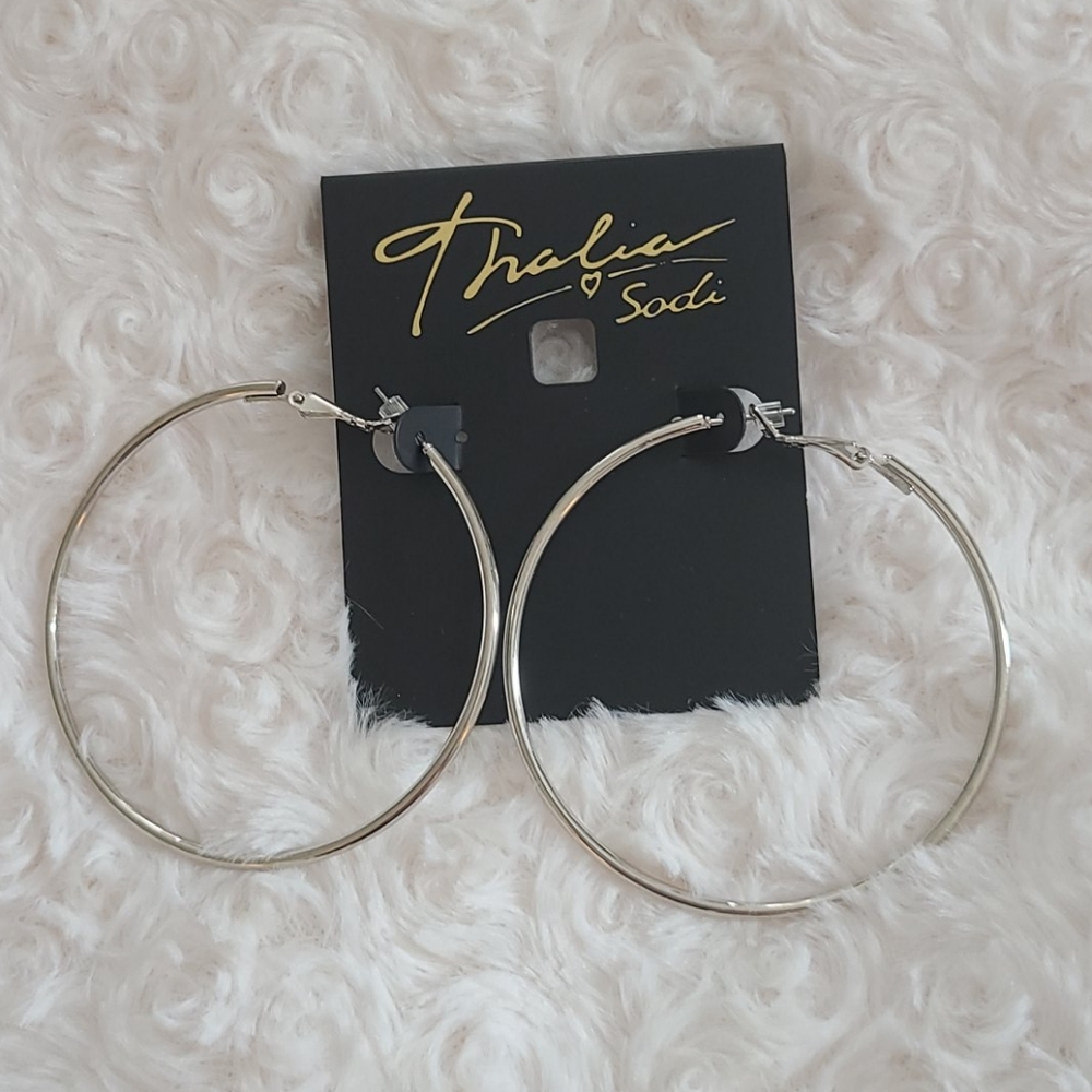 Thalia Sodi Large Silver Hoops